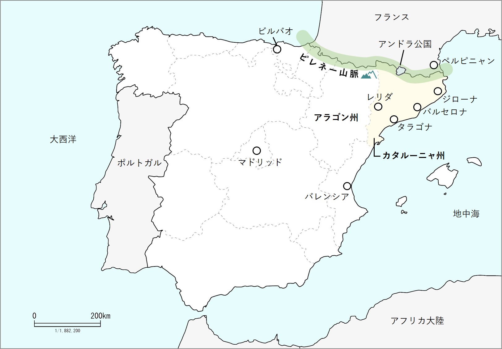 カタルーニャの地図